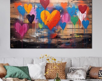Spectrum of Embracing Hearts | Colorful Heart Art | Vibrant Home