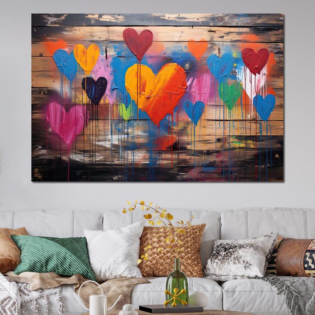 Spectrum of Embracing Hearts | Colorful Heart Art | Vibrant Home