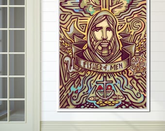 Fisher of Men: Jesus Wall Art | Religious Decor | Inspirational Christian Canvas | Nautical Theme | Faith Based Art by NICHECANVAS
