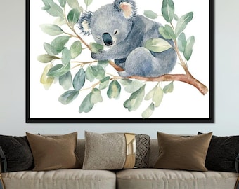 Dreamy Koala Slumber Nest: Cozy Home Decor | Cute Nursery Art | Wildlife | Watercolor Wall Print by NICHECANVAS
