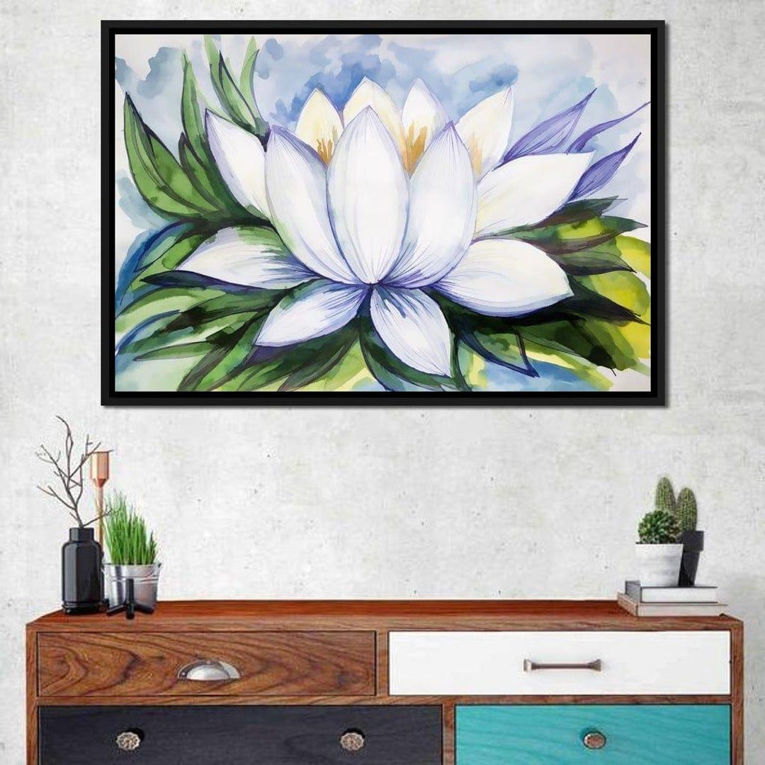 White Lotus Flower: Tranquil Wall Art | Botanical Print | Serene Decor ...