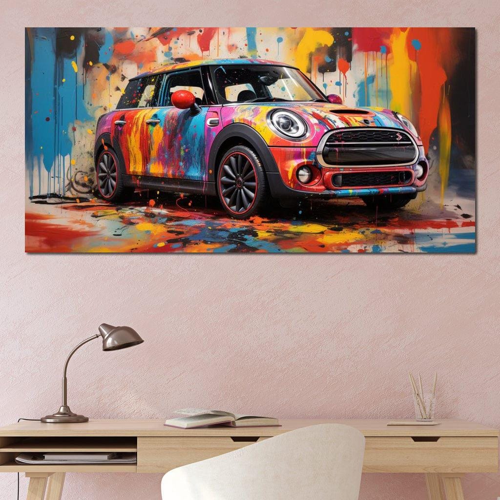 Mini Coop - Riderart: Colorful Car Art | Vibrant Decor | Urban