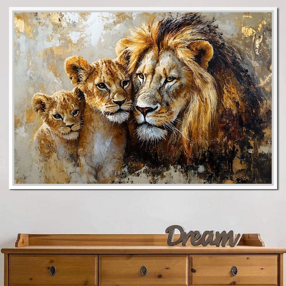 Majestic Bond of the Wild Lions: Home Decor | Lion Family Art