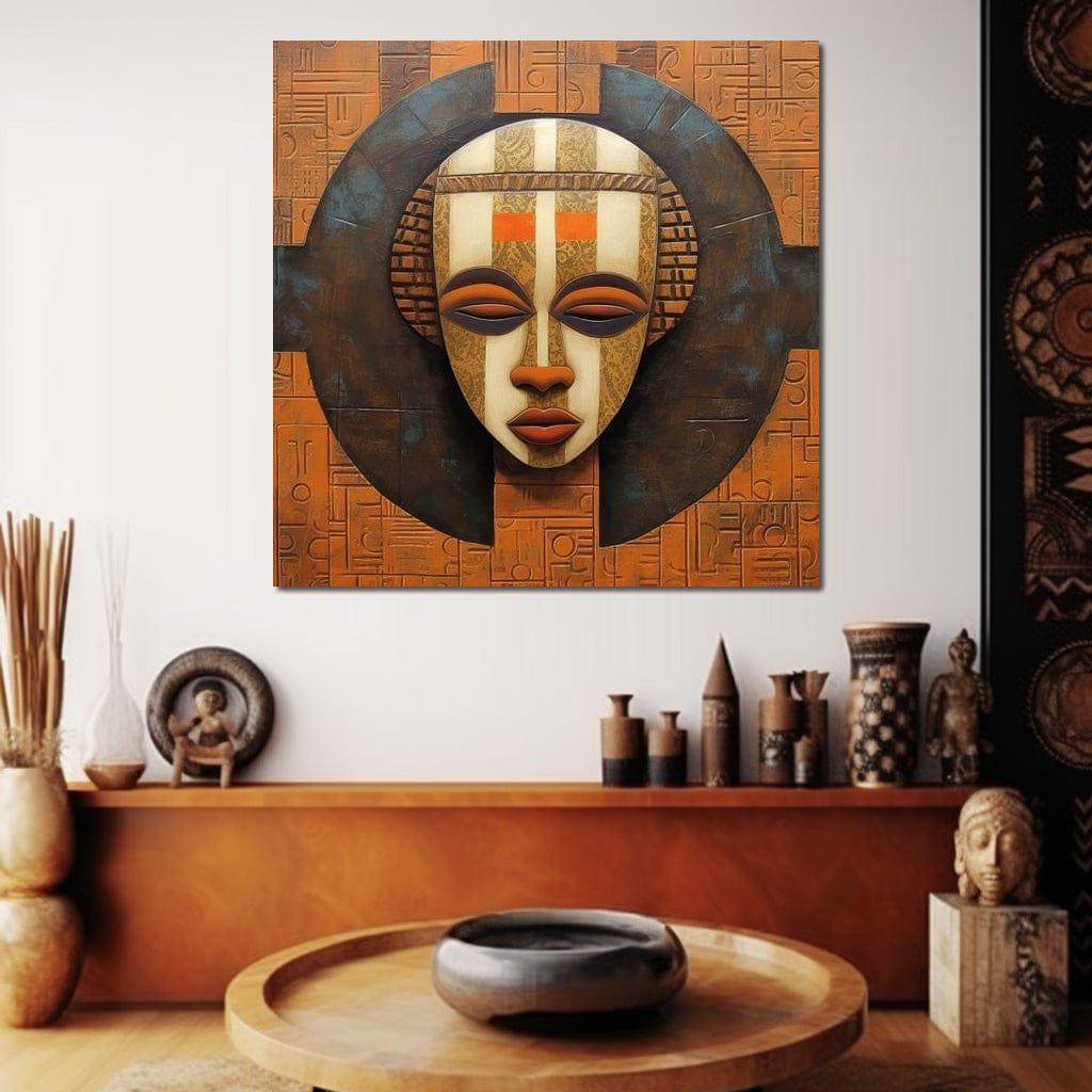 Tribal Mask 12 - Sakeem Gibbs | Vibrant Orange African Wall Decor