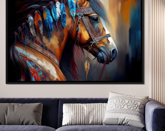 Cherokee Horse - Alicia Smith | Native American Art | Colorful Horse Canvas | Boho Home Decor | Unique Wall Art by NICHECANVAS