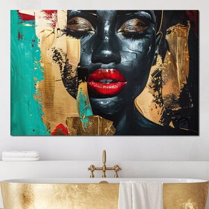 Golden Silence Shattered: Modern Art, Colorful Portrait, Black Woman