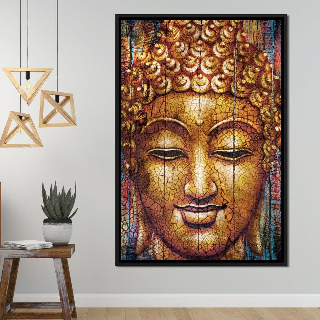 Zen Buddha: Gold Vertical Buddha Canvas | Spiritual Decor