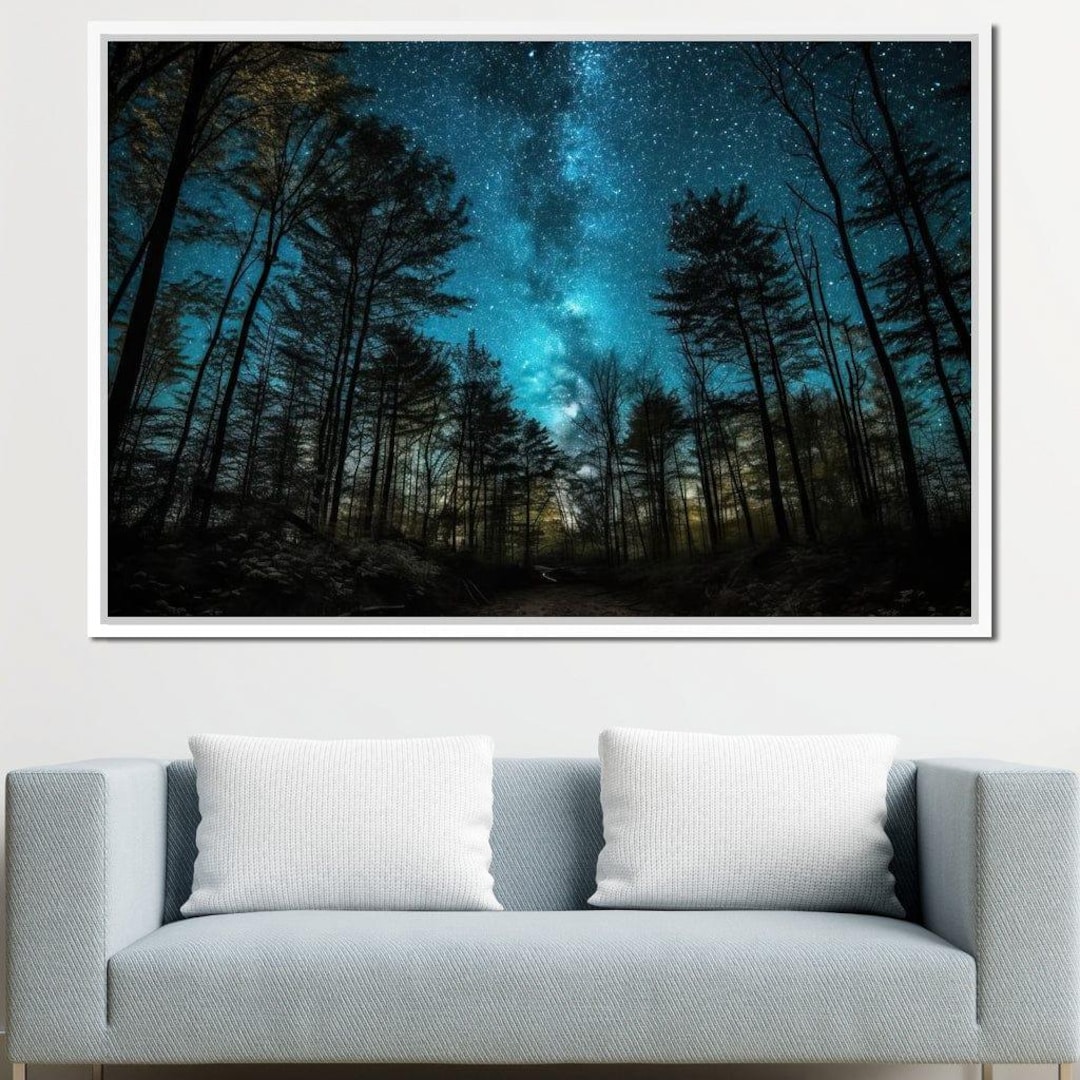 Starry Night: Forest Silhouette | Night Sky Decor | Nature Wall Art ...