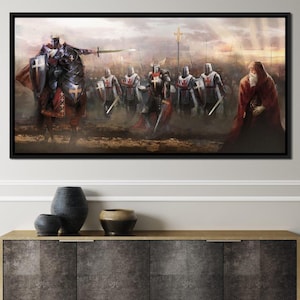 Knights Templar: Medieval Warriors Battle Scene | Crusader Historical Art | Knight Wall Decor | Home Decor by NICHECANVAS