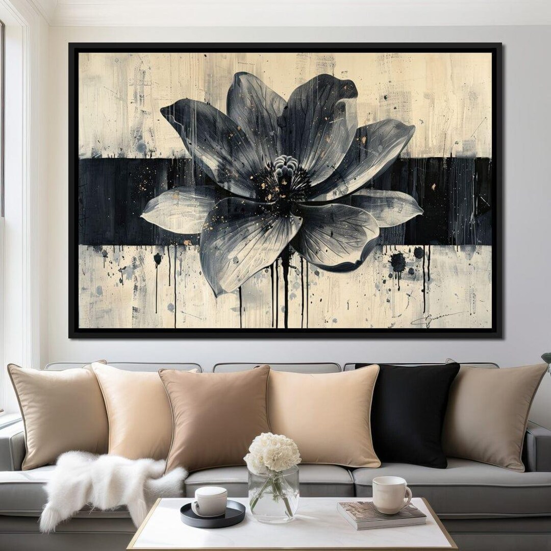 4-teilige Blumen-Leinwand-Kunst, 30,5 X 30,5 Cm – Abstrakte Botanische Drucke Für Wohnzimmer, Bad & Mehr