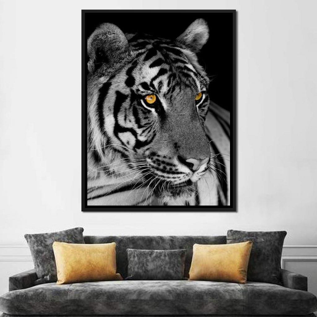 Black and White Tiger With Yellow Eyes: Fierce Animal