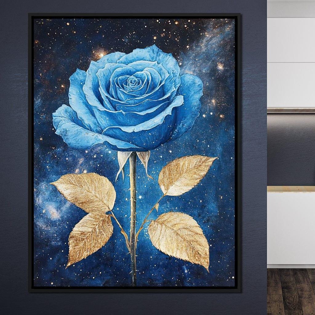 画材 BLUE ROSE Celestial Blue Rose Symphony: Elegant Floral Wall Art | Cosmic
