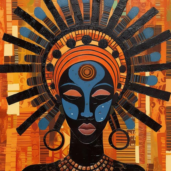 Tribal Mask 06 - Sakeem Gibbs | African Art | Black, Blue, Orange