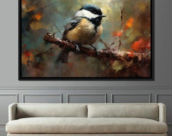 Black-Capped Chickadee - Neal Hackett: Nature Painting | Vibrant Bird Art | Home Decor | Wildlife Canvas Print | Forest Scene by NICHECANVAS