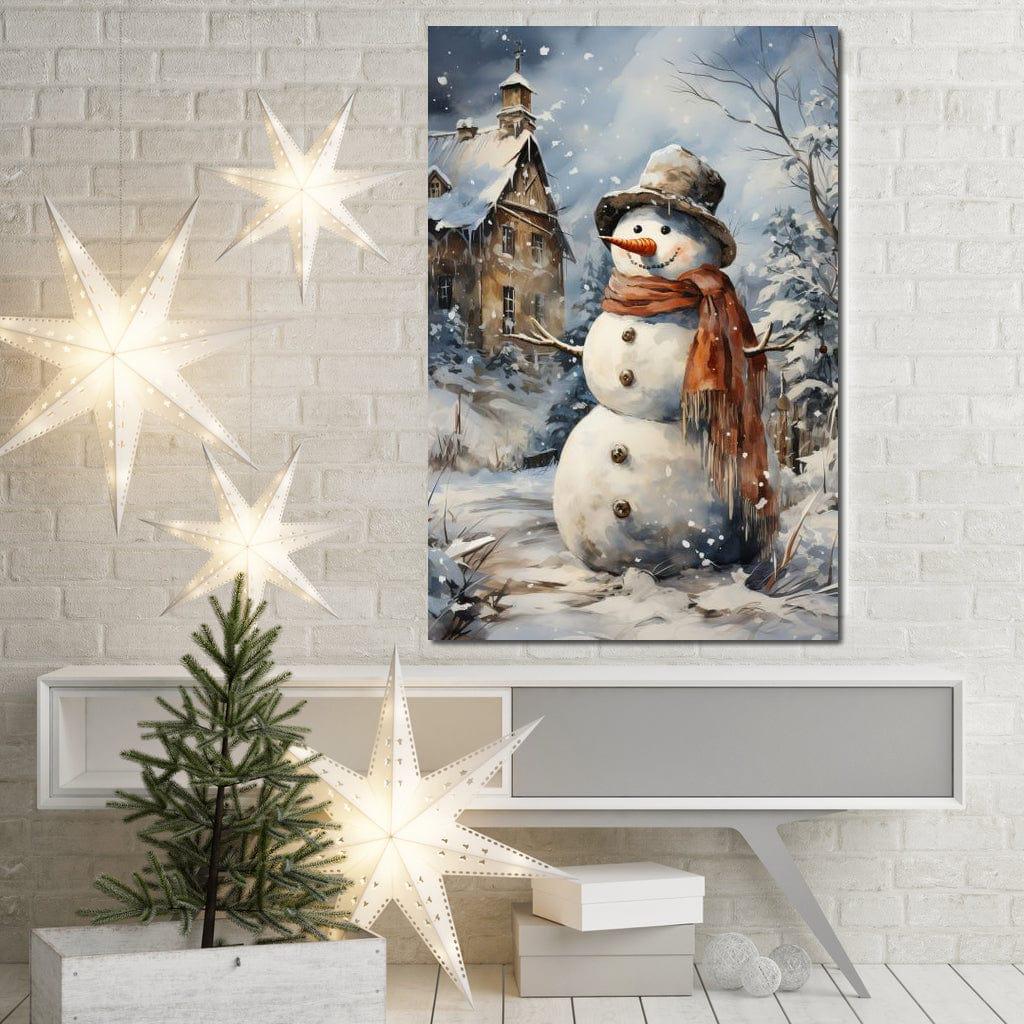 BCUANGD Quadro Decorativo Da Parete Con Pupazzo Di Neve - Cornice In Legno 30x40 Cm, Stile Rustico Invernale Per Casa E Fattoria