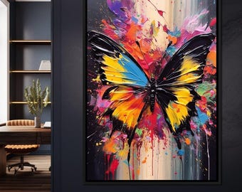 Technicolor Lepidoptera: Colorful Butterfly Wall Art | Vibrant Home Decor | Modern Abstract Canvas Print by NICHECANVAS