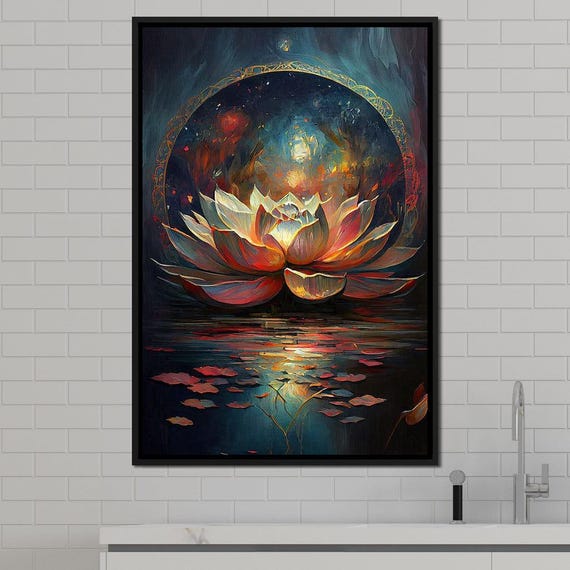 Midnight Lotus Flower: Botanical Art, Zen Decor, Night Bloom
