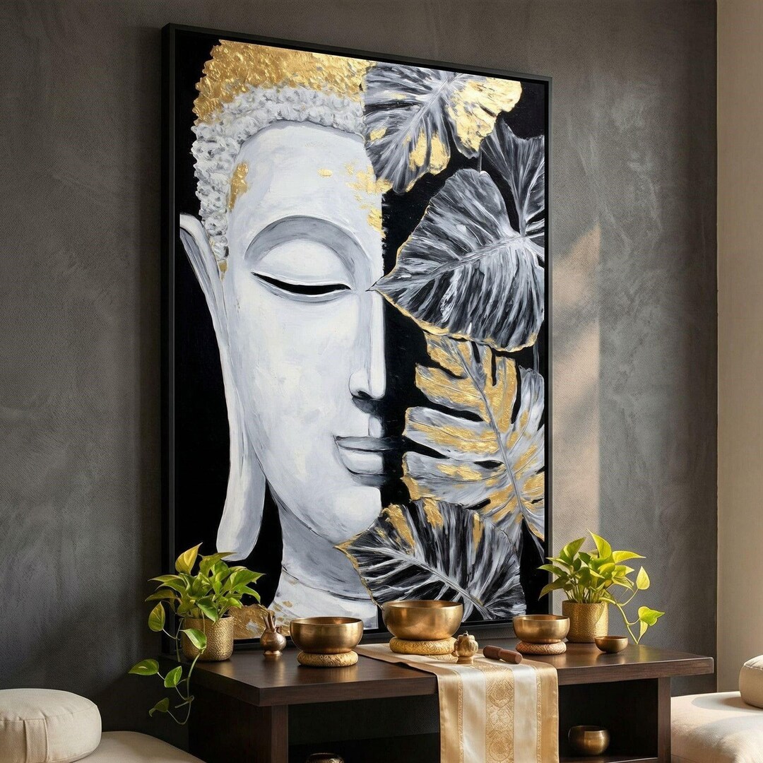 Golden Lotus Buddha Portrait | Buddha Wall Art Home Decor | Zen ...