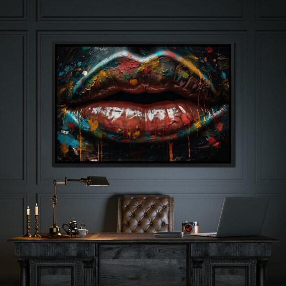 Sensual Women Lips Graffiti: Vibrant Urban Art | Modern Wall Art