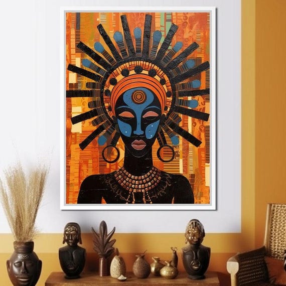 Tribal Mask 06 - Sakeem Gibbs | African Art | Black, Blue, Orange