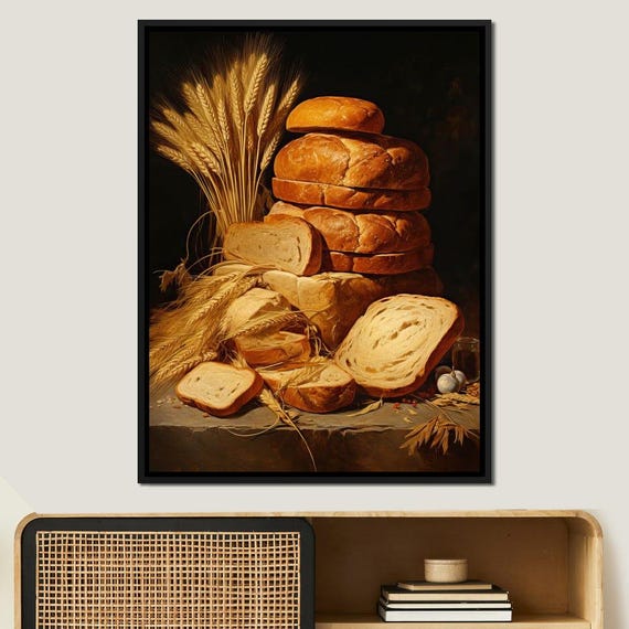 Feast of Wood and Bread: Rustic Bread Art | Cozy Kitchen Home Decor | Food Wall Decor | Artisan Bread Lover Gift by NICHECANVAS