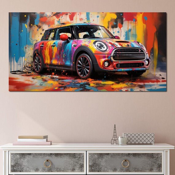 UNDERCOVER relax フリーペーパー アート ミニポスター Mini Coop - Riderart: Colorful Car Art | Vibrant Decor | Urban