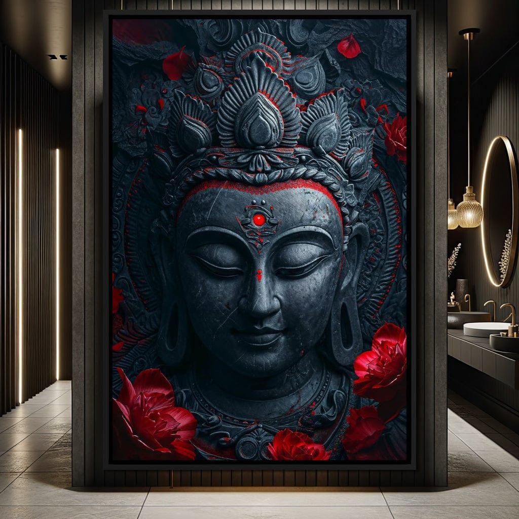 Buddha's Crimson Nirvana: Spiritual Wall Art | Zen Home Decor | Meditation Art | Asian Wall Art | Tranquil Vibes by NICHECANVAS