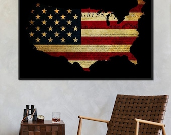 Unabhängigkeitserklärung: USA Flagge Kunst | Historischer Druck | Unabhängigkeit Dekor | Wohnkultur | Vaterländische Kunst von NICHECANVAS