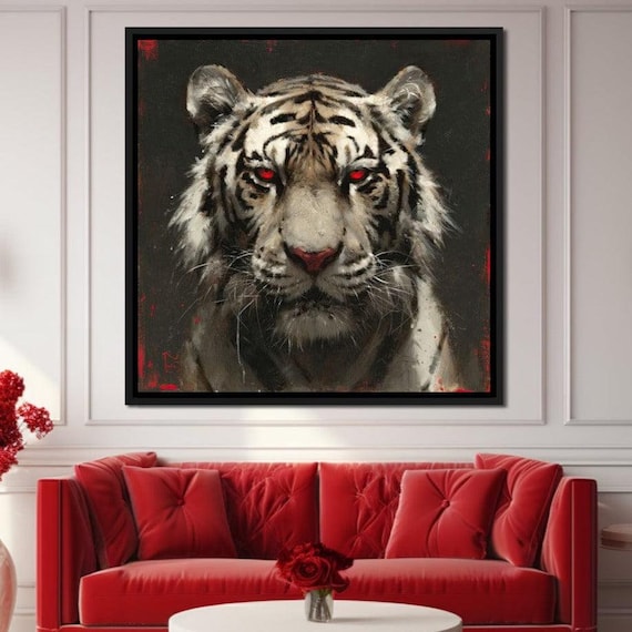Tiger Red Gaze: Fierce Wildlife Wall Art | Bold Modern Tiger Decor