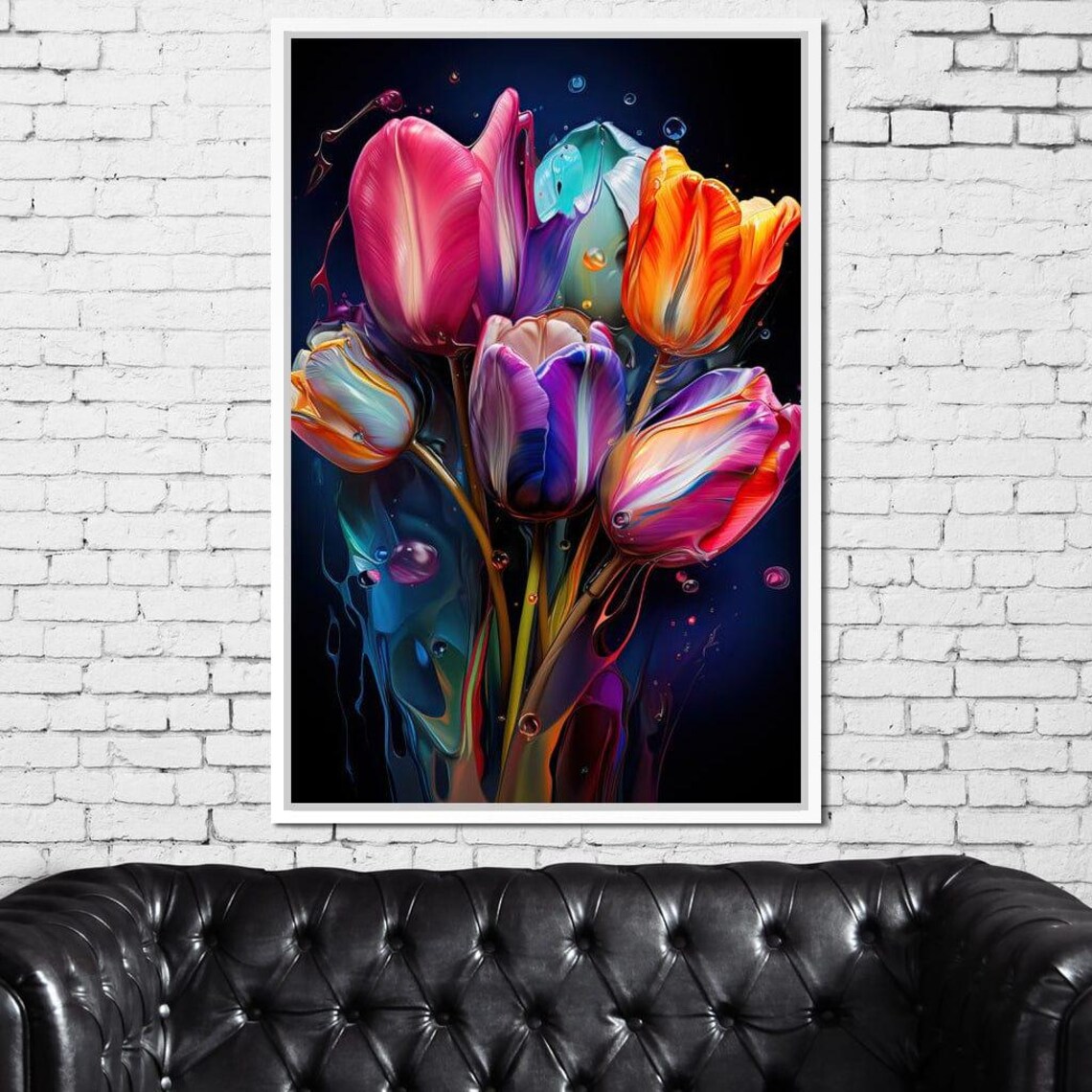 Luminous Tulip Dreamscape: Vibrant Floral Art | Modern Home Decor ...