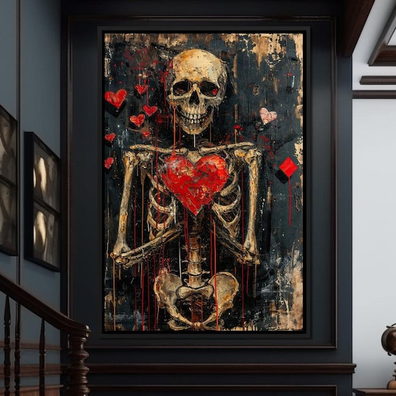 Romantic Skeleton 5 - Raven Blackwood: Gothic Home Decor | Dark Fantasy Heart Wall Art | Skeleton & Skull Love by NICHECANVAS