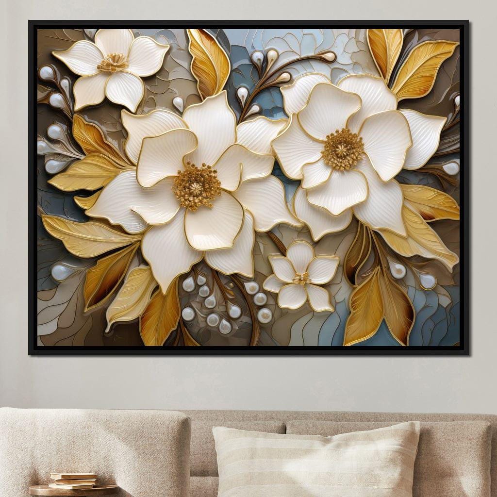 Golden Vortex of Organic Blooms: Wall Decor | Botanical Print