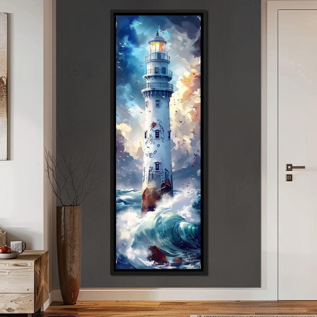 Lighthouse Beacon at Sea: Nautical Home Decor | Coastal Wall Art ...