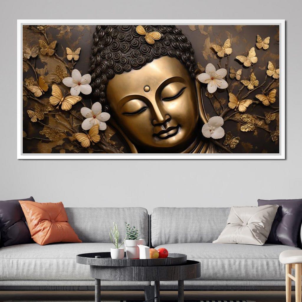 Glimmering Gold Buddha | Spiritual Zen Wall Art | Buddhism Home
