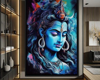 Lord Shiva&#39;s Contemplation: Hindu Wall Decor | Spiritual Design | Mystical Home Art | Divine Painting | Eastern Aesthetic by NICHECANVAS