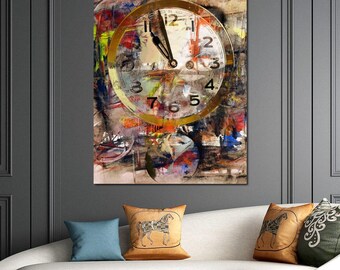 Art Clock: Modern Wall Art | Colorful Clock | Psychedelic Abstract