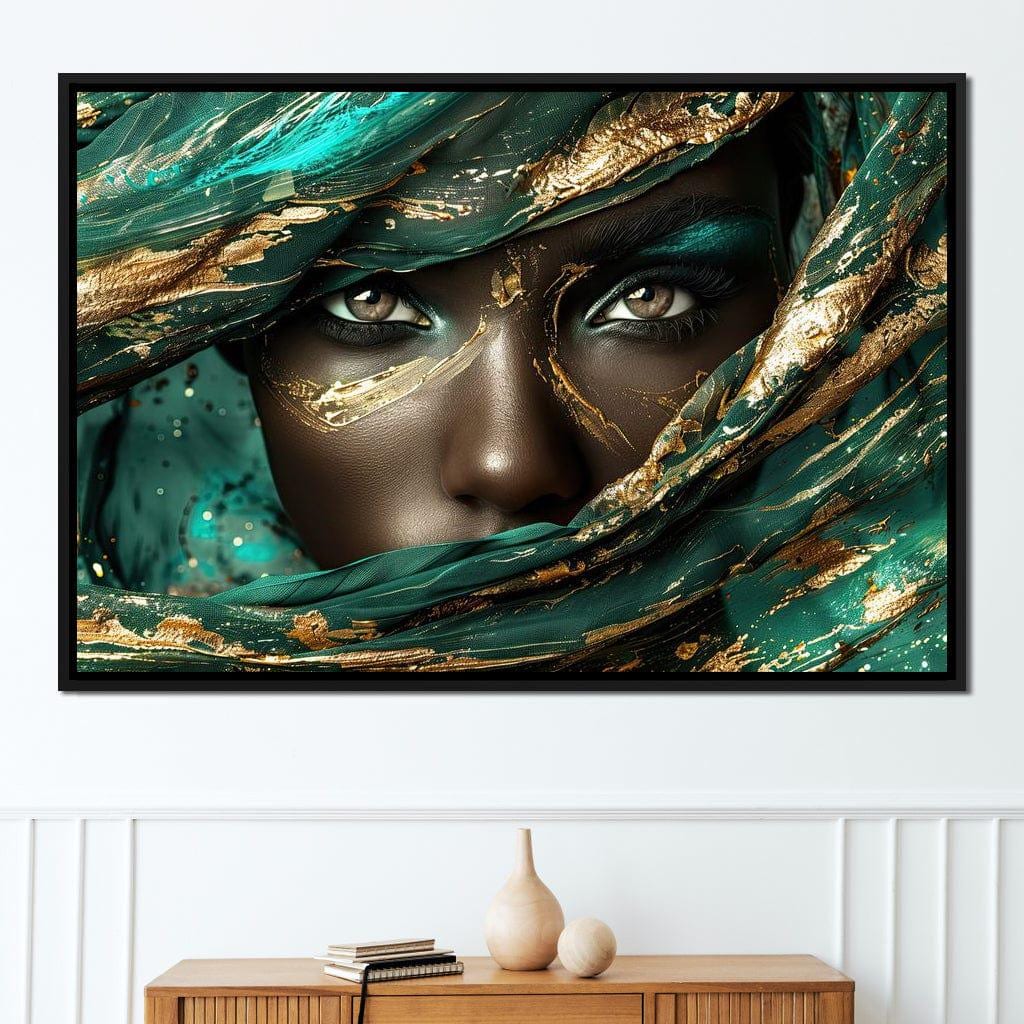 お買い得商店街 Emerald Gaze Portrait Face | Decor Modern Essence: Gold 絵画