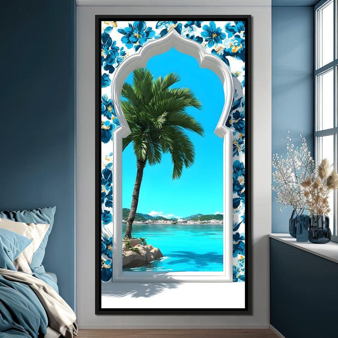 Palm tree/seascape/ジョン バルデッサリ/額装ポスター Palm tree