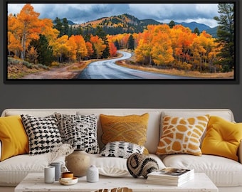 Autumn Serenade Journey: Fall Landscape Wall Art | Home Decor | Scenic Road | Autumn Colors | Mountain View | Seasonal Nature by NICHECANVAS