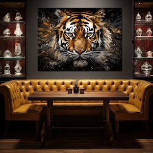 Midnight Tiger Majesty: decorazione per la casa con animali feroci / arte murale con tigre del Bengala e della Siberia / pittura di animali selvatici / decorazione per il soggiorno di NICHECANVAS