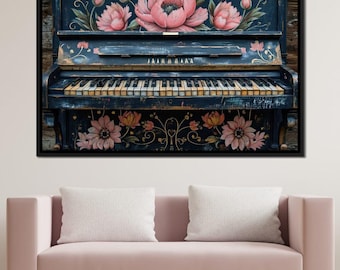 Floral Music Collection 08 - Wildrose Creations | Piano Wall Art Flower Design | Colorful Home Decor | Music Inspired Art by NICHECANVAS