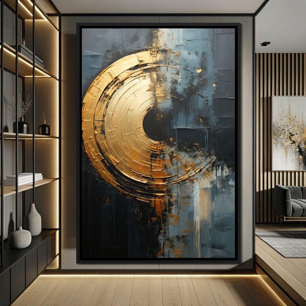 Abyssal Echoes in Gold - Tanni Cylon Canvas Art | Modern Wall Decor | Black and Gold Abstract Design by NICHECANVAS