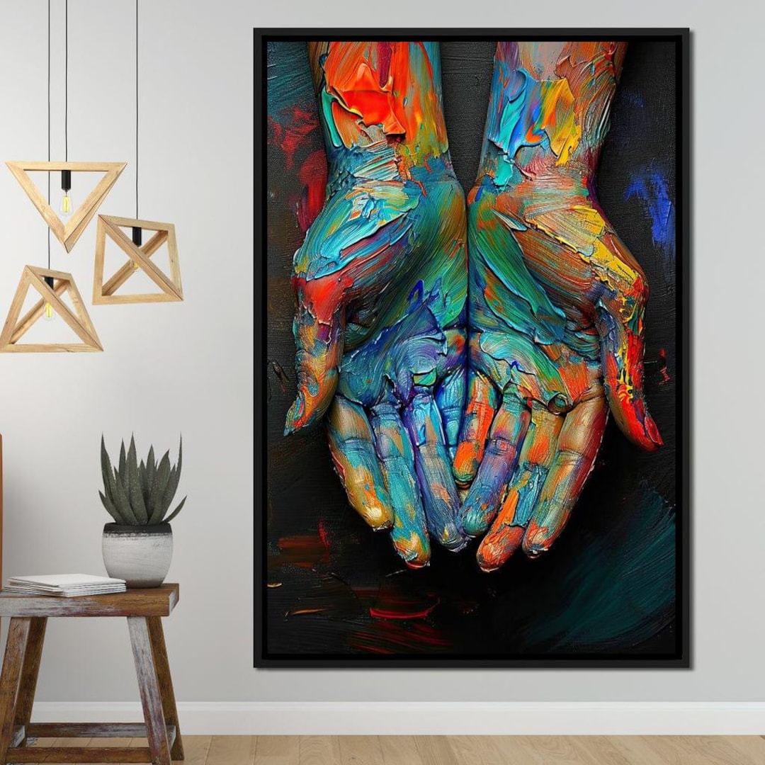 Embrace of Chromatic Hues: Colorful Abstract Hand Art | Vibrant