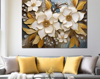 Golden Vortex of Organic Blooms: Wall Decor | Botanical Print