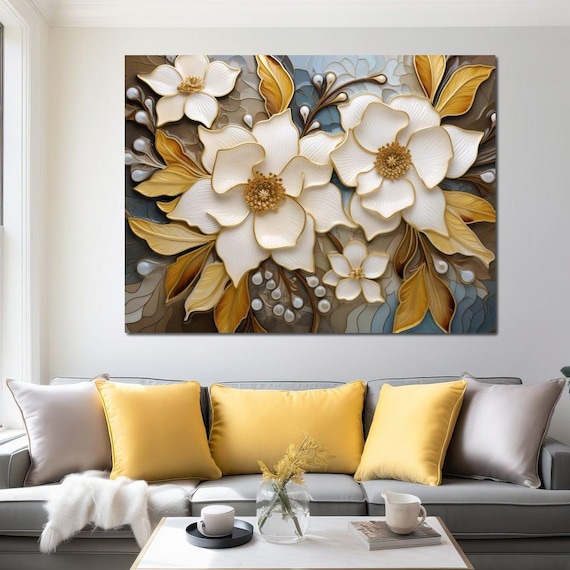 Golden Vortex of Organic Blooms: Wall Decor | Botanical Print
