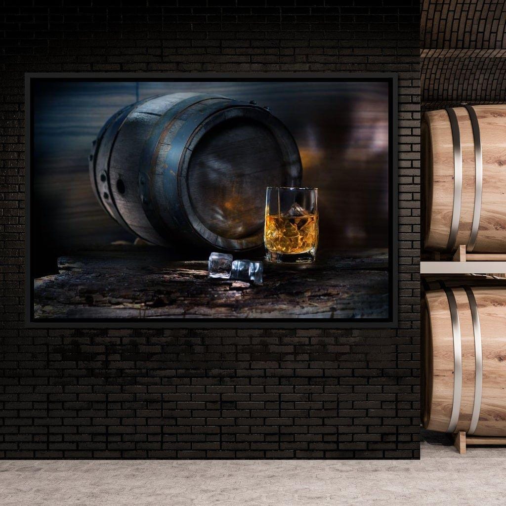 Keg of Whiskey: Rustic Barrel Art | Home Bar Decor | Man Cave Wall Art | Fine Spirits Whiskey Print | Vintage Alcohol Decor by NICHECANVAS