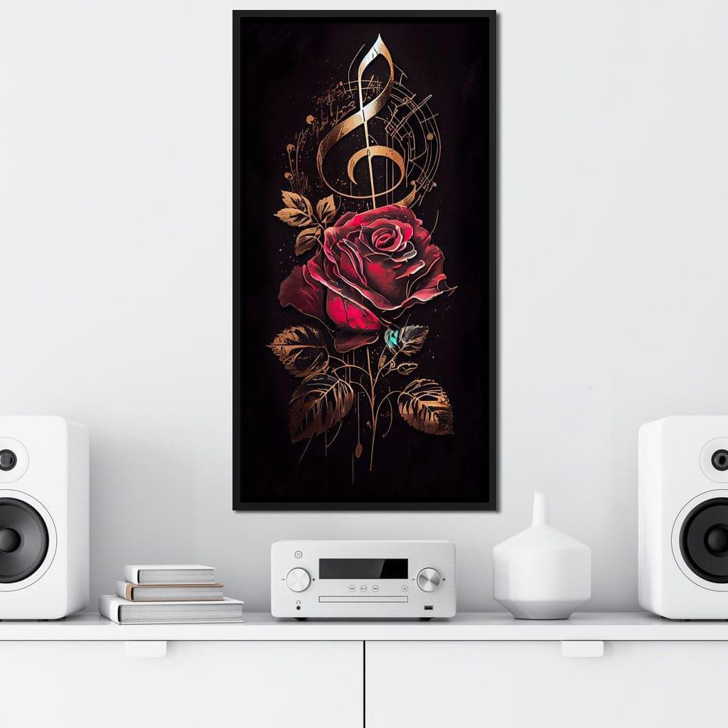 Red Rose & Musical Notes: Romantic Rose Artwork | Music Wall Art