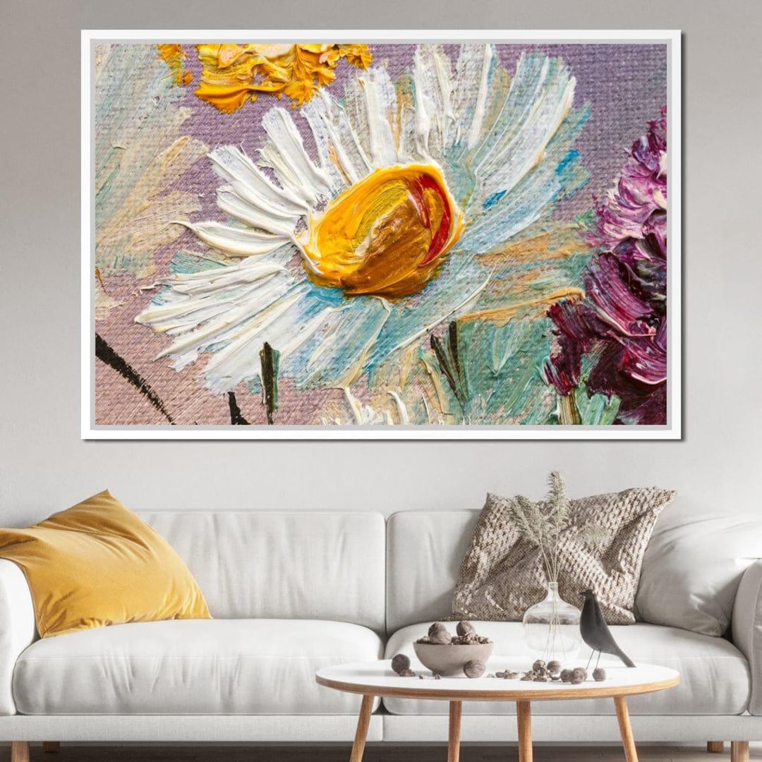 White Daisy: Floral Wall Art | Abstract Spring Flowers | Colorful ...
