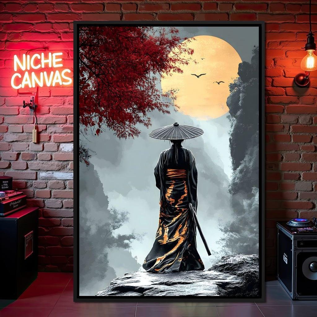 絵画 SAMURAI 2025 Samurai Moonlight Reverie: Asian Wall Art | Zen Home Decor