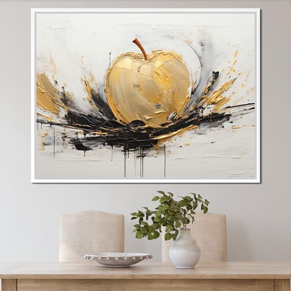 絵画　油絵　golden Apple Golden Apple Essence: Modern Wall Art | Minimalist Home Decor